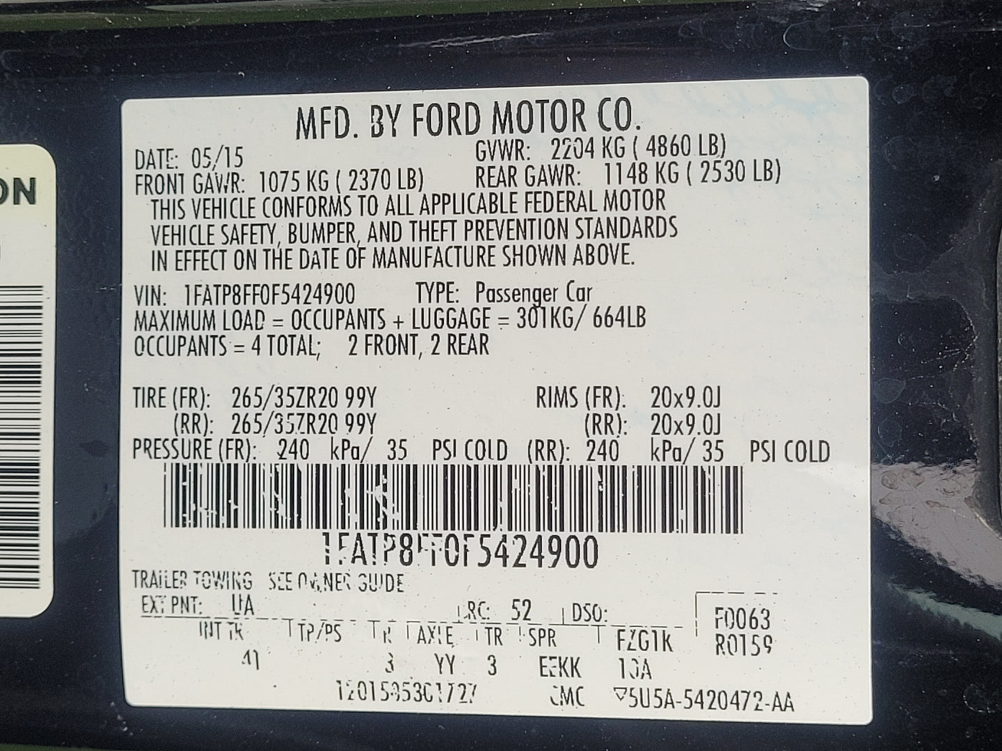 Stock 2632. 2015 Ford Mustang GT Convertible 5.0L V8 Engine 6R80 A/T 36k Miles - The Parts Farm