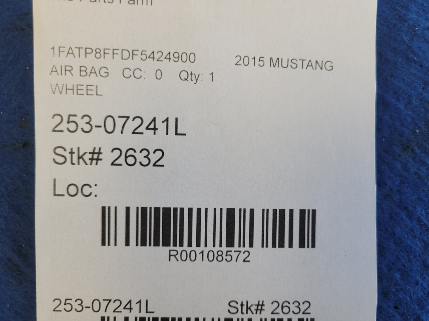 2015-2017 Ford Mustang GT S550 Driver Air Bag Steering Wheel Dash Front 2632 - The Parts Farm