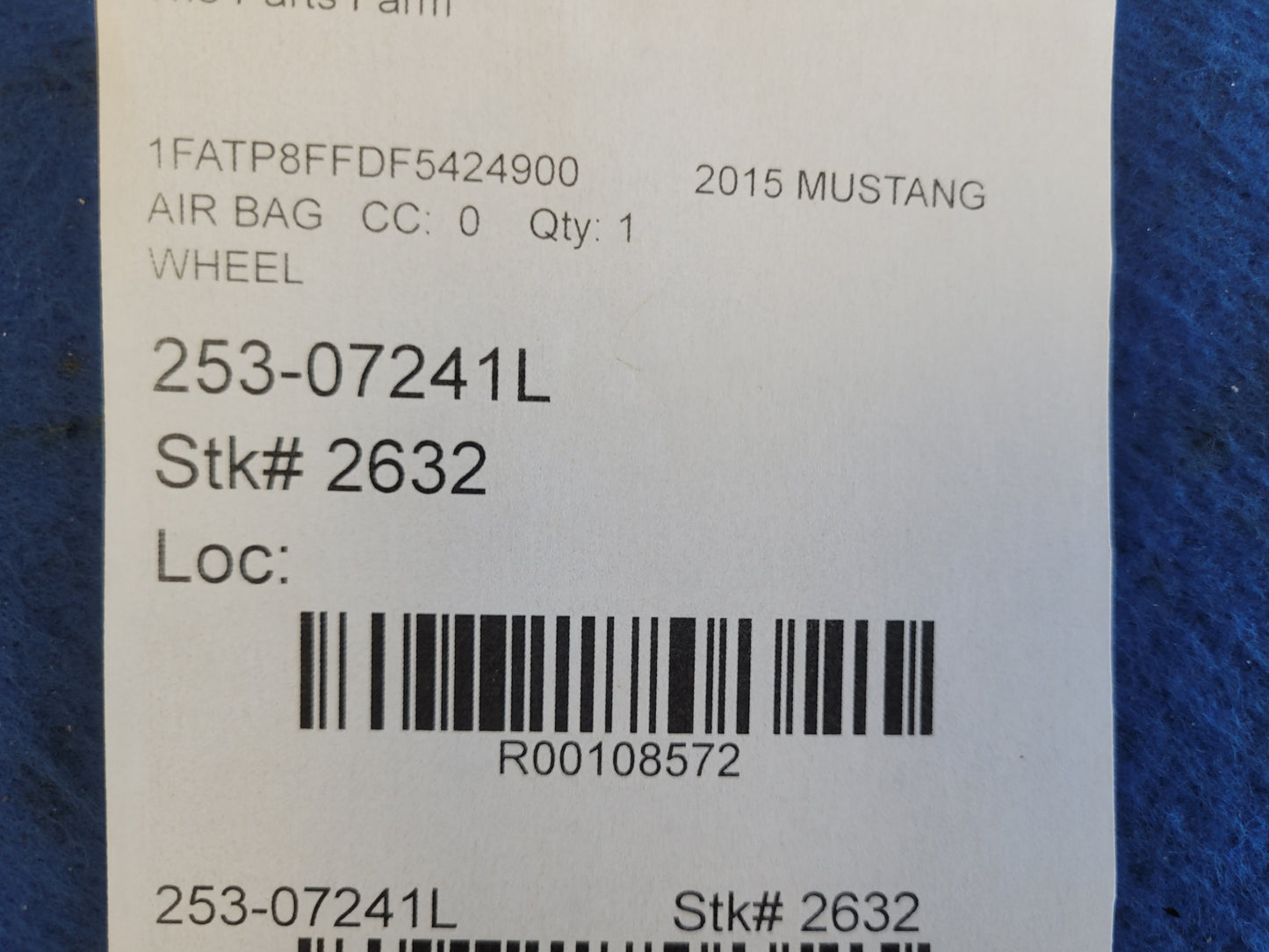 2015-2017 Ford Mustang GT S550 Driver Air Bag Steering Wheel Dash Front 2632 - The Parts Farm