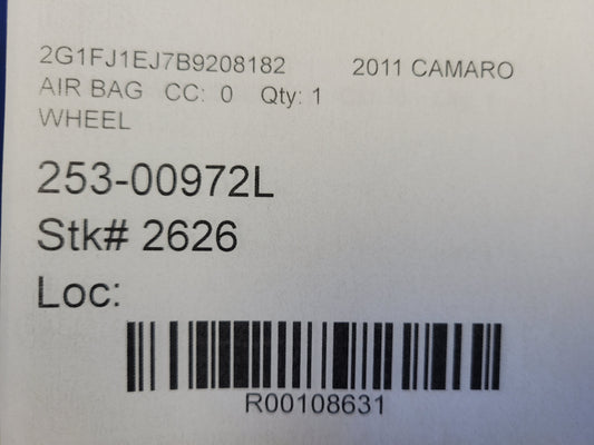 2011 Chevrolet Camaro SS Coupe Driver Air Bag Steering Wheel Dash Front 2626