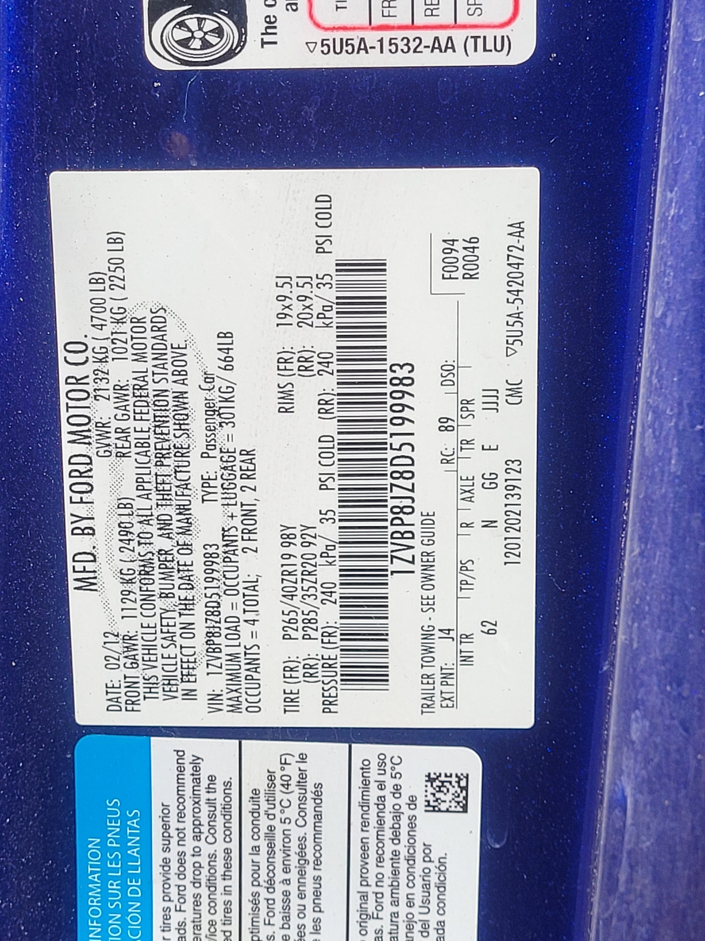 Stock 2634. 2014 Ford Mustang Shelby GT500 Coupe 5.8L SC Engine TR6060 Trans 61k Miles - The Parts Farm