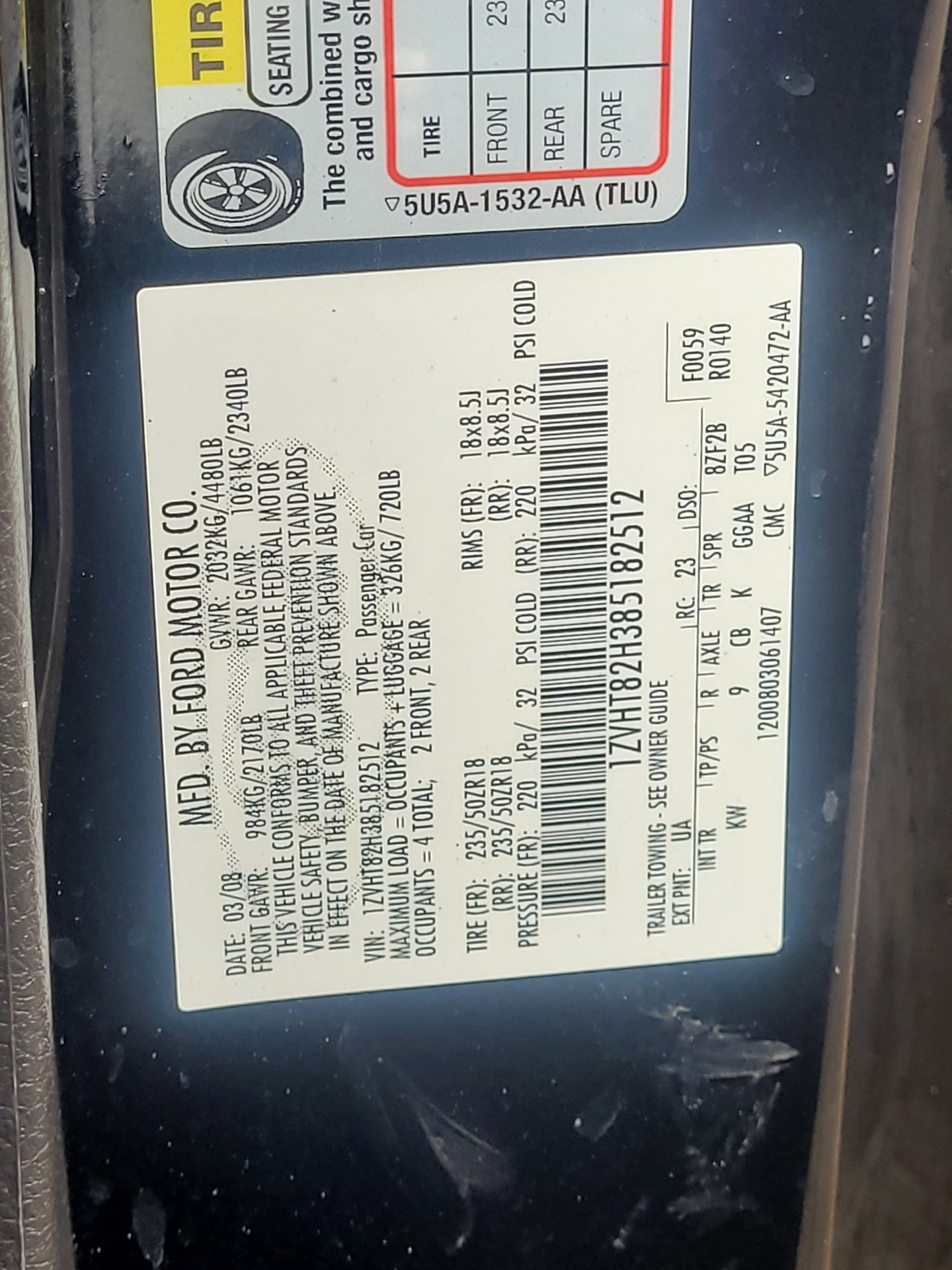 Stock 2645. 2008 Ford Mustang GT Bullitt Coupe 4.6L V8 Engine TR3650 Manny Tranny 62k Miles - The Parts Farm