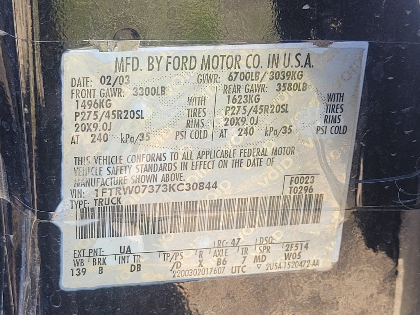 Stock 2642. 2003 Ford F150 Harley Davidson 5.4L SC Engine 4R100 Auto Trans Clear Title 90k Miles - The Parts Farm