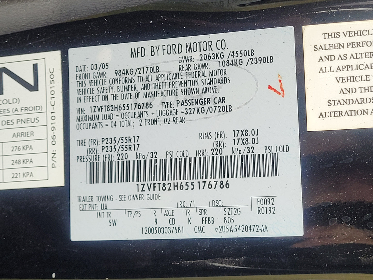 Stock 2649. 2005 Ford Mustang GT Saleen Coupe 4.6L V8 3650 Manny Tranny - The Parts Farm