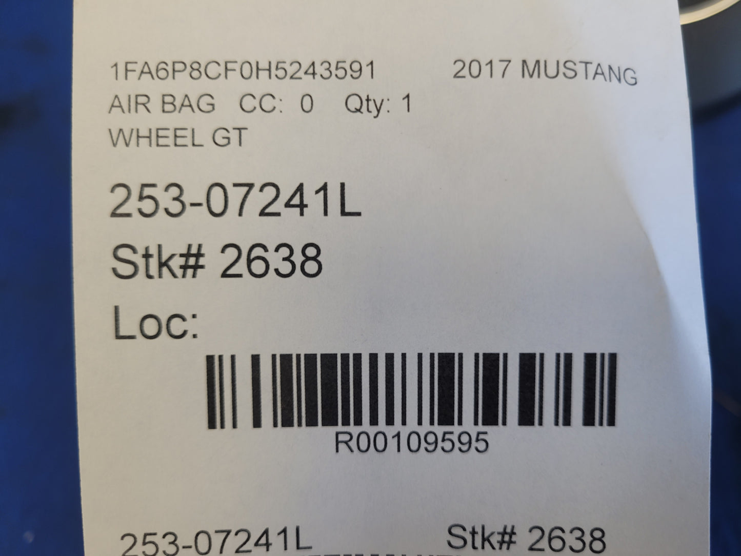 2015-2017 Ford Mustang GT S550 Steering Wheel Air Bag Driver Dash Front 2638 - The Parts Farm