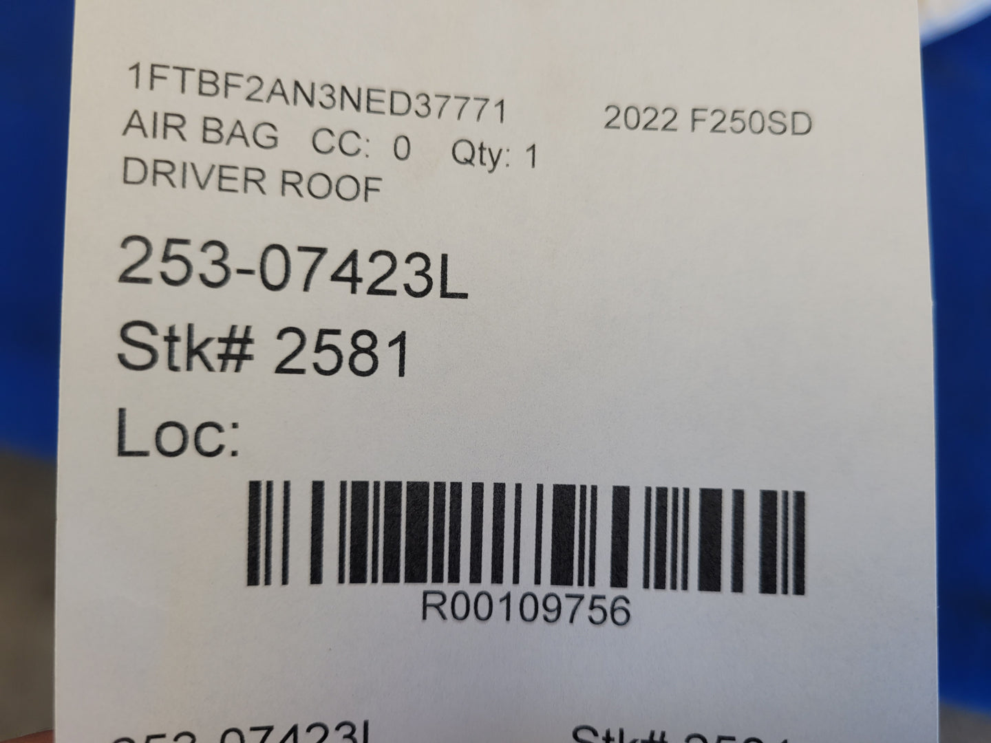 2017-2022 Ford F250 Pickup Truck Driver Left Roof Air Bag Curtain Crew Cab 2581 - The Parts Farm