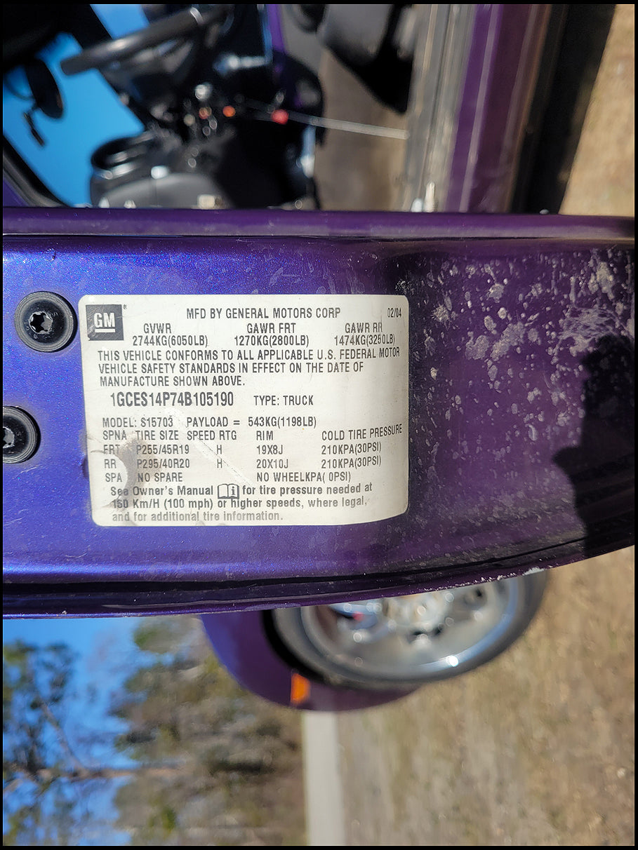 Stock 2687. 2004 Chevrolet SSR Pickup Truck Purple People Eater 124k Miles - The Parts Farm