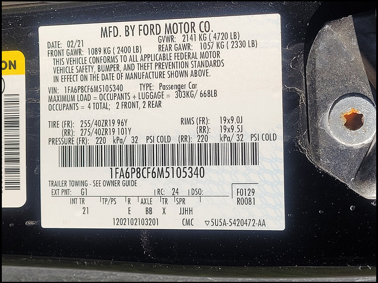 Stock 2692. 2021 Ford Mustang GT PP1 Coupe Gen 3 Coyote V8 5.0L MT82 Manny Tranny 12k Miles - The Parts Farm