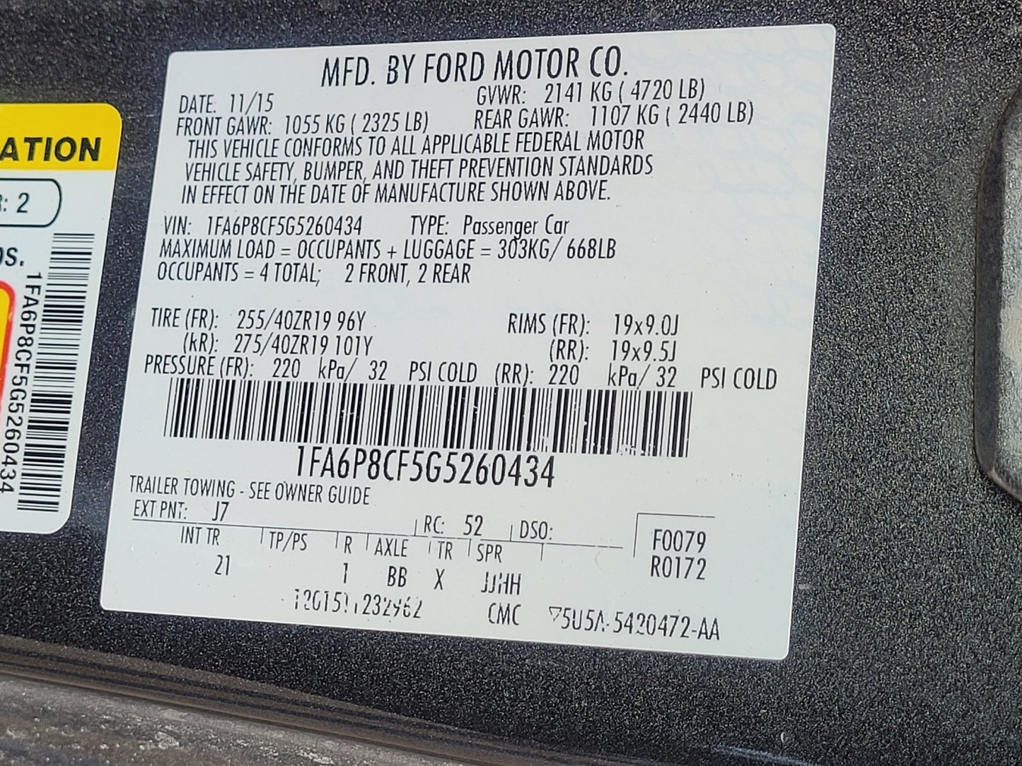 Stock 2776. 2016 Ford Mustang GT S550 Salvage Title Roller 51k  Miles