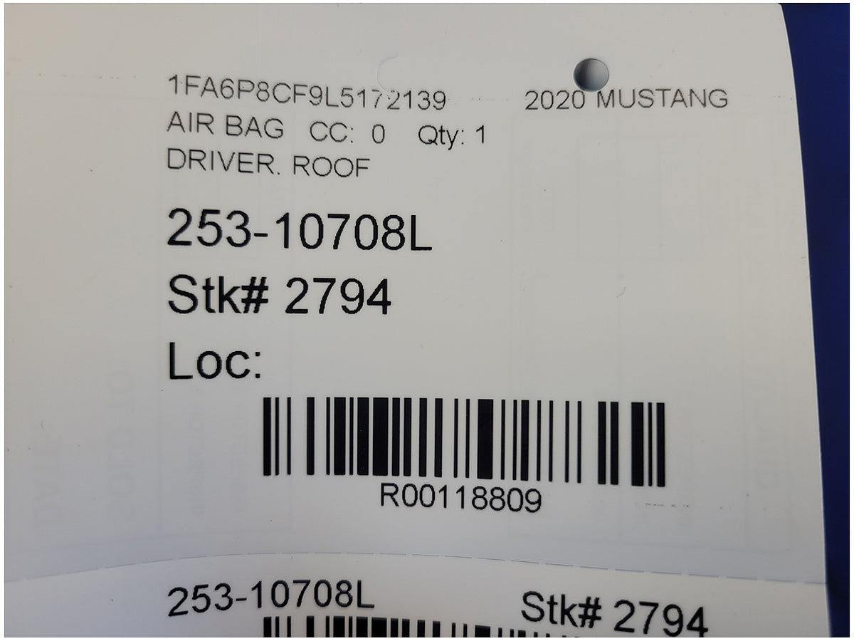 2018-2023 Ford Mustang GT S550 Driver Coupe Roof Curtain Air Bag 2794