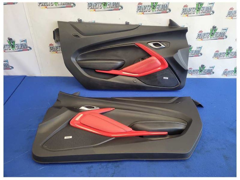 2019-2024 Chevrolet Camaro SS Coupe Pair Door Panels Card Red Black 2628 - The Parts Farm