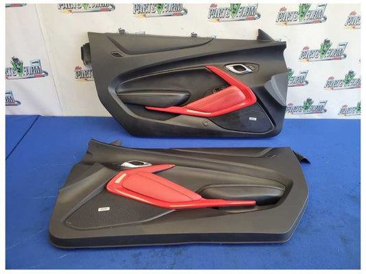 2019-2024 Chevrolet Camaro SS Coupe Pair Door Panels Card Red Black 2628 - The Parts Farm