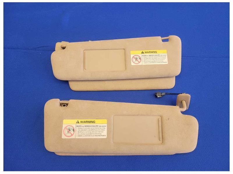 2004-2006 Porsche Cayenne Turbo 4.5L Pair Sun Visors Shade Mirror Tan 2137 - The Parts Farm