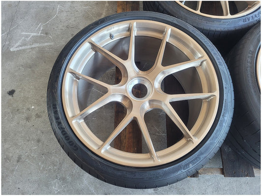 20x9.5" ET 40 21x12" ET 62 Gold Porsche 911 Turbo 992 Fitment Forged Wheels