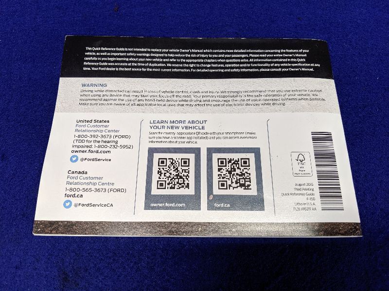 2015 Ford F150 Pick-up Truck Owners Manual Book Pamphlet - The Parts Farm