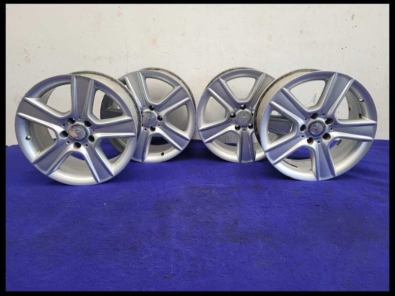 2011-2014 Mercedes Benz C Class Set Wheels 17x7.5 17x8.5 Silver Staggered Rash - The Parts Farm
