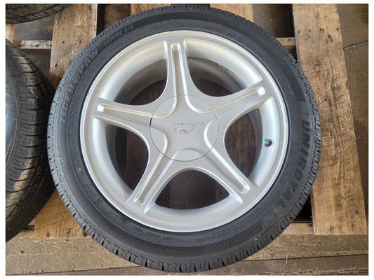 1994-2004 Ford Mustang GT Wheel 17x8 5 Spoke Silver Tire 2561 - The Parts Farm