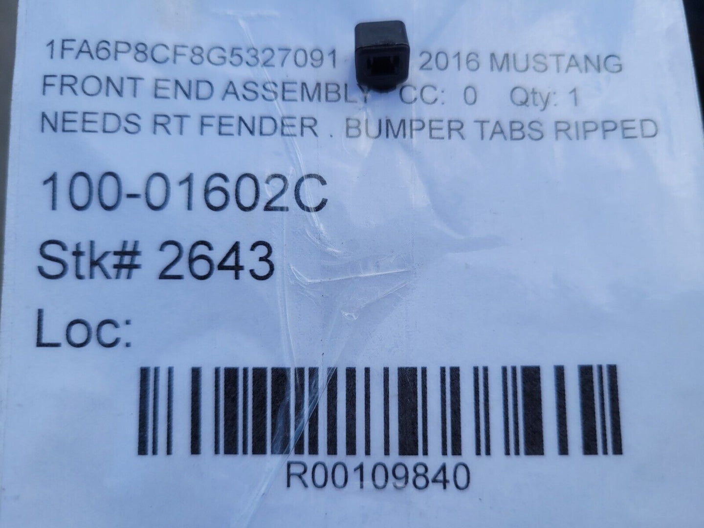 2015-2017 Ford Mustang GT S550 Front Clip Bumper Fender Hood Paint G1 2643 pp1 - The Parts Farm