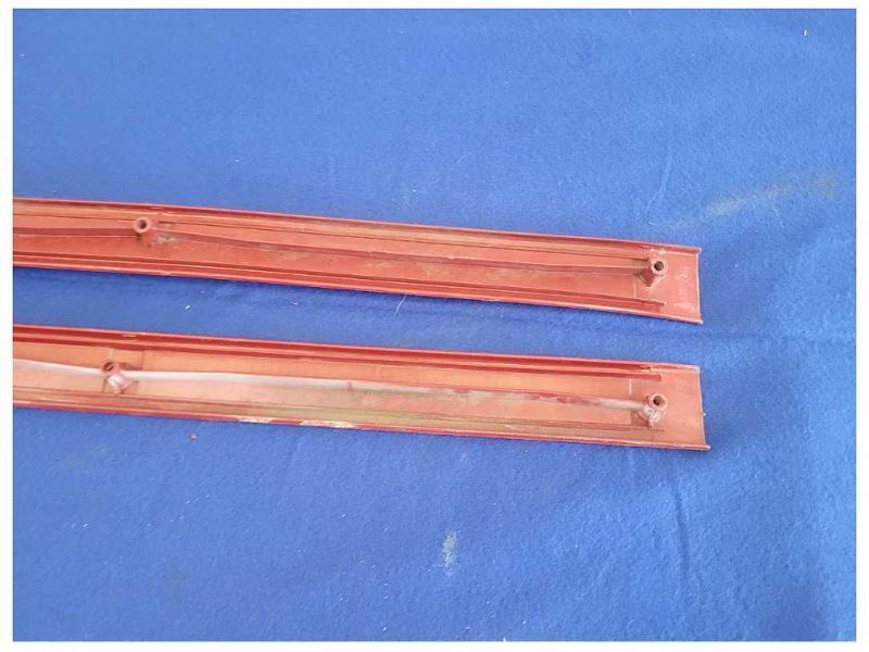 1987-1993 Ford Mustang GT LX 5.0L Pair of Door Sill Scuff Plates Red Trim 2298 - The Parts Farm