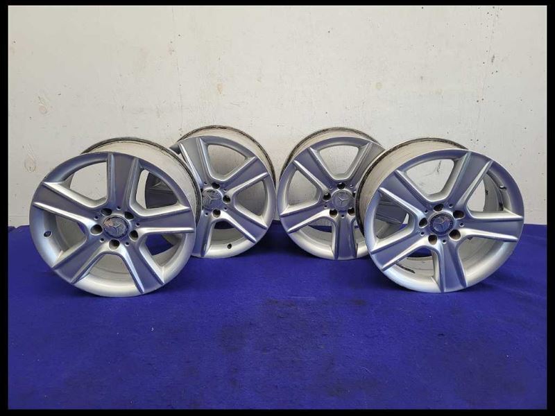 2011-2014 Mercedes Benz C Class Set Wheels 17x7.5 17x8.5 Silver Staggered Rash - The Parts Farm
