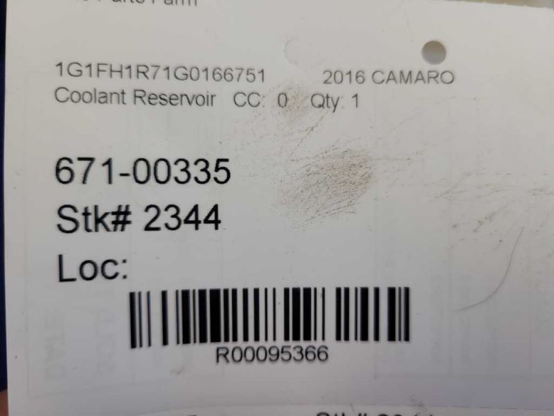 2016-2018 Chevrolet Camaro SS 6.2L Coolant Fluid Reservoir Cooling 2344 - The Parts Farm