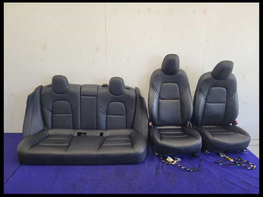 2017-2020 Tesla Model 3 Long Range Set Seats Driver Passenger Black Bucket - The Parts Farm