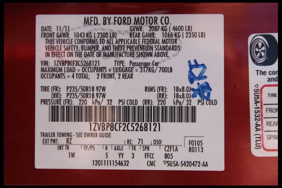 2010-2012 Ford Mustang GT Rear Bumper Dual Exhaust NO Park Assist Code RZ - The Parts Farm