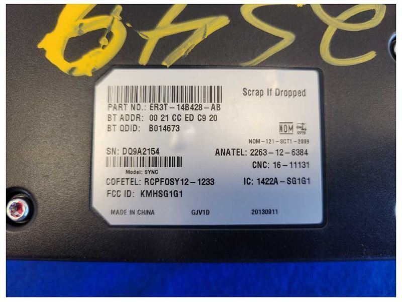 2014 Ford Mustang GT SYNC ECM Interface Module ER3T-14B428-AB 2549 - The Parts Farm