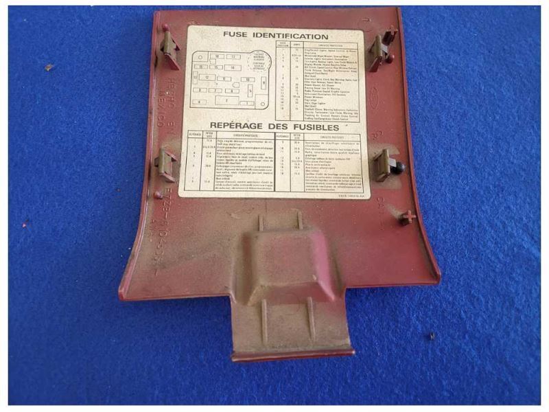 1987-1989 Ford Mustang GT LX 5.0L Fuse Box Cover Trim Red Driver Dash 2298 - The Parts Farm