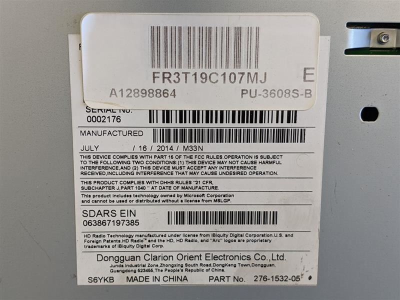2015 Ford Mustang GT 5.0L Coyote Shaker Receiver FR3T-19C107-MJ Audio Amp - The Parts Farm