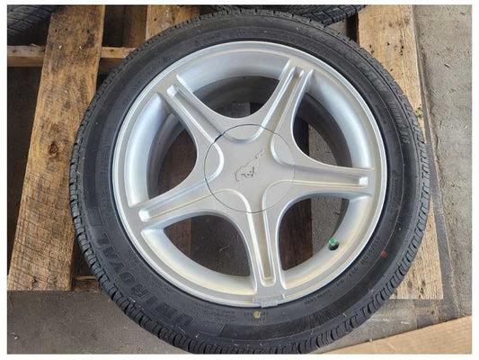 1994-2004 Ford Mustang GT Wheel 17x8 5 Spoke Silver Tire 2561 - The Parts Farm