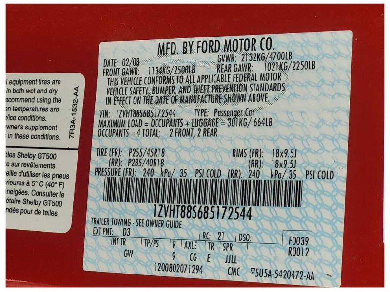 2005-2009 Ford Mustang GT GT500 Driver Rear Taillight Lamp Lens Brake 2541 - The Parts Farm