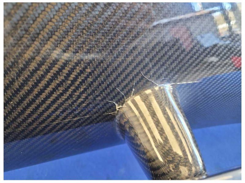 2014 Audi R8 V10 Coupe Rear Carbon Fiber Spoiler Wing Mount *Cracked* 2136 - The Parts Farm