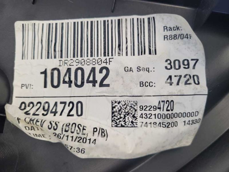 2014-2017 Chevrolet SS 6.2L Sedan Passenger Right Front Door Panel Card Trim - The Parts Farm