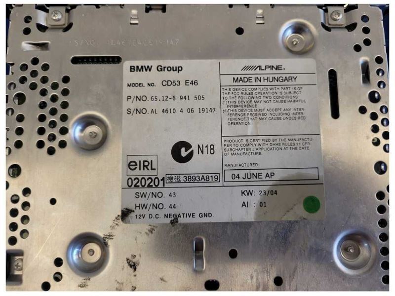 2001-2006 BMW M3 E46 M/T Coupe Radio Receiver Front Audio Head Unit 2445 - The Parts Farm