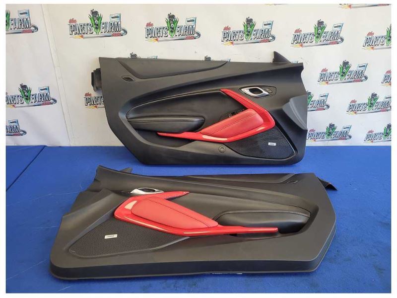 2019-2024 Chevrolet Camaro SS Coupe Pair Door Panels Card Red Black 2628 - The Parts Farm