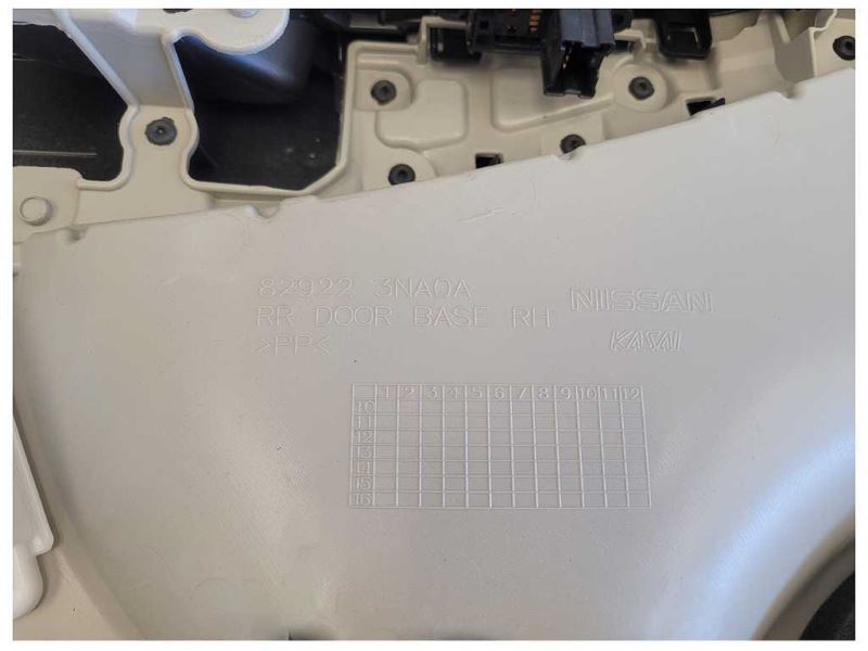 2011-2012 Nissan Leaf Passenger RH Rear Back Door Panel Interior Trim 1856 - The Parts Farm