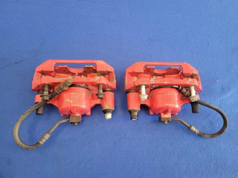 1994-1995 Ford Mustang GT 5.0L Pair Front Brake Calipers Pads Paint Red 2614 - The Parts Farm