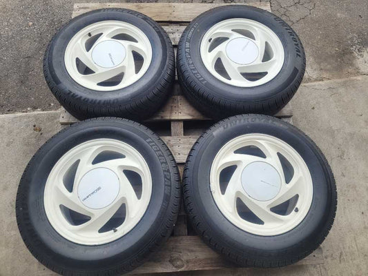 1990 Ford Mustang ASC Mclaren Convertible Set Wheels 15x7 White Paint Tire 2603 - The Parts Farm