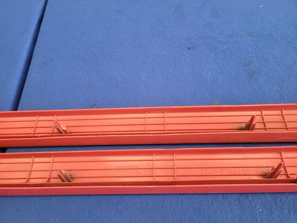 1994-1998 Ford Mustang GT Convertible Pair Door Sill Scuff Plates Red 2631 - The Parts Farm