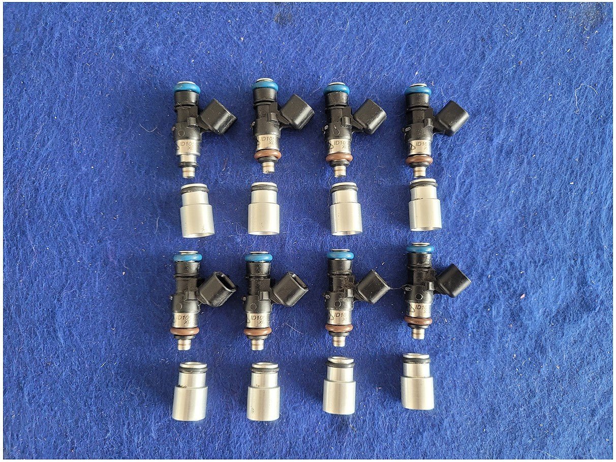 Set of 8 ID1050xds Injectors with Spacers 2012 Ford Mustang GT500 Fuel Gas 2812 - The Parts Farm