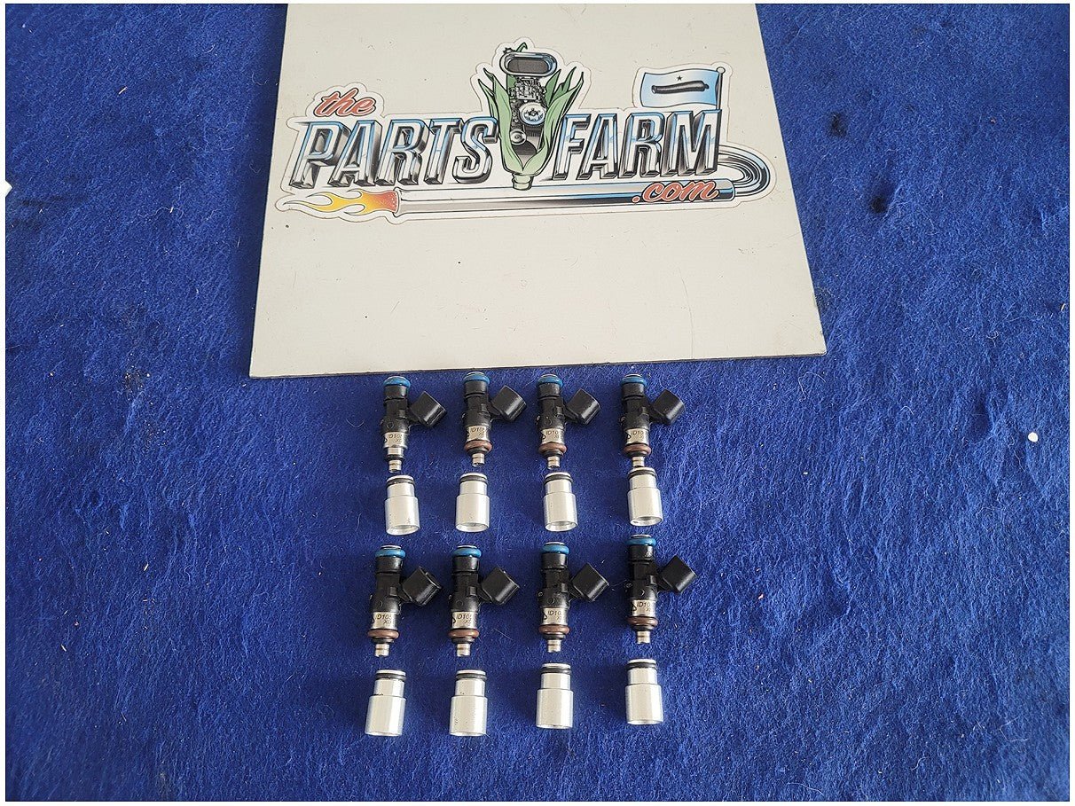 Set of 8 ID1050xds Injectors with Spacers 2012 Ford Mustang GT500 Fuel Gas 2812 - The Parts Farm